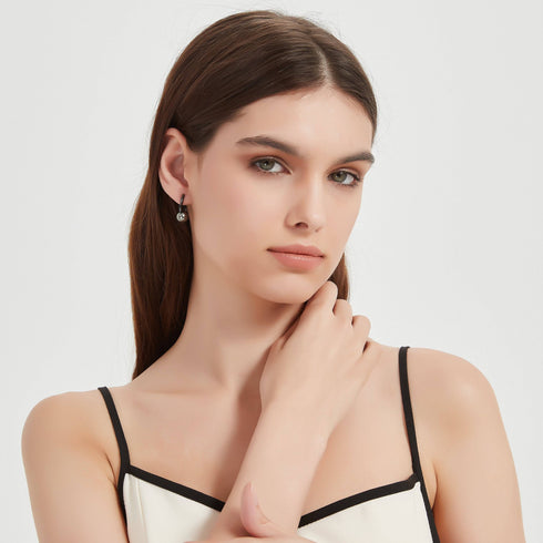 9-10mm Tahitian Pearl & Noir Elegance Barrel Earrings - House Of Pearls